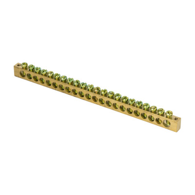 Фотография Шина PEN ноль-земля (6х9мм) 22 отверстия латунь крепеж по краям EKF PROxima, артикул sn0-63-22-k