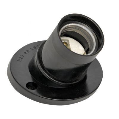 Фотография Патрон карболитовый наст. Е27 черн. наклонный индивидуальный пакет EKF, артикул LHC-E27-wi-p