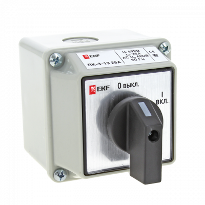 Фотография Переключатель кулачковый ПК-3-13 63А 3P ВКЛ-ВЫКЛ IP54 EKF PROxima, артикул pk-3-13-63