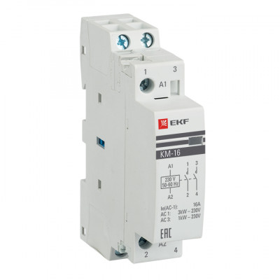 Фотография Контактор модульный КМ 16А NО+NC (1 мод.) EKF PROxima, артикул km-1-16-11