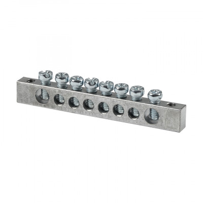 Фотография Шина PEN ноль-земля (6x9мм) 8 отв. цинк крепеж по краям EKF, артикул sn1-63-08-k