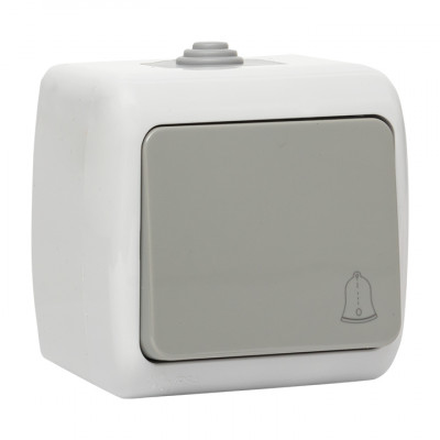 Фотография Мурманск Кнопка звонка 1-клавишная 10А IP54 серая EKF, артикул EFZ10-026-30-54