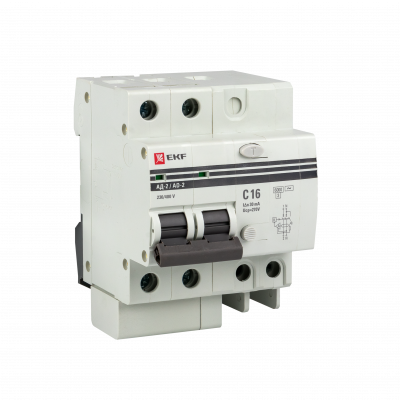 Фотография Дифференциальный автомат АД-2 S 50А/100мА (хар. C, AC, электронный, защита 270В) 6кА EKF PROxima, артикул DA2-6-50-100S-pro