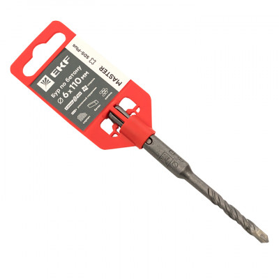 Фотография Бур по бетону SDS-plus 6х110 мм (2 резца)(4S спираль) EKF Master, артикул db-6-110-2x4