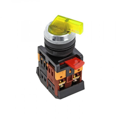 Фотография Переключатель ANLC-22 3P желтый с подсветкой 380В NO+NC EKF PROxima, артикул psw-anlc-3p-o-380