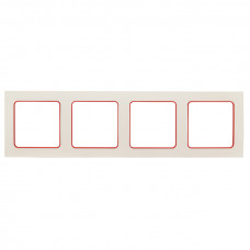 Стокгольм Рамка 4-местная белая с линией цвета красный EKF PROxima