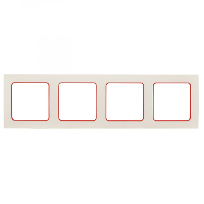 Фотография Стокгольм Рамка 4-местная белая с линией цвета красный EKF PROxima, артикул EAM-G-305-10