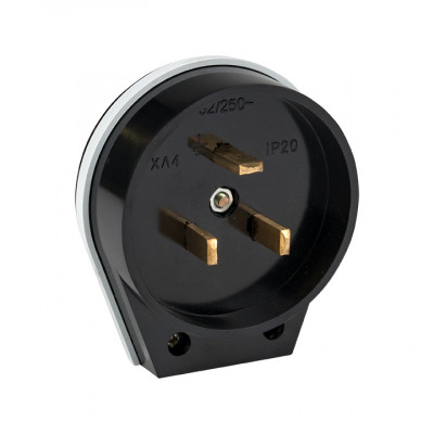 Фотография Вилка для разъема РШ-ВШ 32А 250В 2P+PE карболитовая черн. EKF, артикул AS-250-B-02