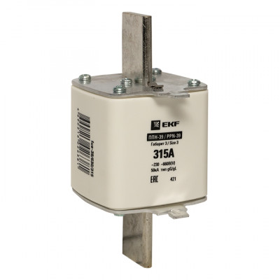 Фотография Плавкая вставка ППН-39 630/315А габарит 3 EKF PROxima, артикул fus-39/630/315