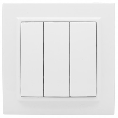 Фотография Минск Выключатель 3-клавишный СП,10А, белый EKF Basic, артикул ERV10-024-10