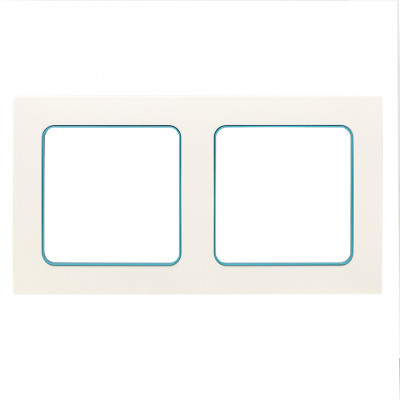 Фотография Стокгольм Рамка 2-местная белая с линией цвета синий EKF PROxima, артикул EXM-G-305-30