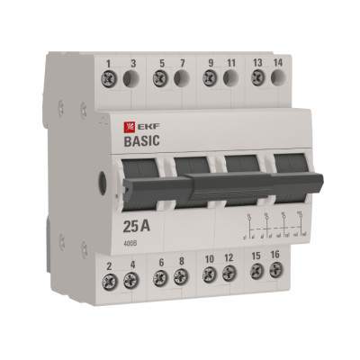 Фотография Трехпозиционный переключатель 4P 25А EKF Basic, артикул tps-4-25