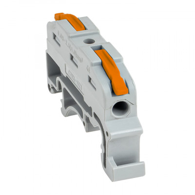 Фотография Строительно-монтажная клемма СМК 222-421 на DIN-рейку проходная 1 полюс 0,08-4мм2 (25шт.) EKF PROxima, артикул plc-smk-421-din