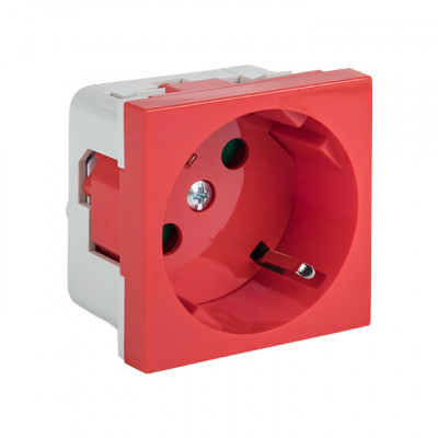 Фотография Розетка 45х45 PRO с заземлением, 45 градусов, красная EKF, артикул E6MR16-028-70-45
