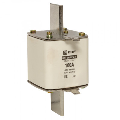 Фотография Плавкая вставка ППН-39 630/100А габарит 3 EKF PROxima, артикул fus-39/630/100