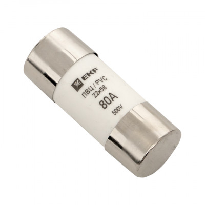 Фотография Плавкая вставка цилиндрическая ПВЦ (22х58)  80А EKF PROxima, артикул pvc-22x58-80