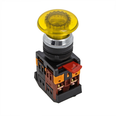 Фотография Кнопка AELA-22 желтая с подсветкой NO+NC 24В EKF PROxima, артикул pbn-aela-1o-24