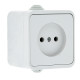 Фотография Прага Розетка 1-местная 10А без заземления IP44 белая EKF, артикул EKR10-022-10-44