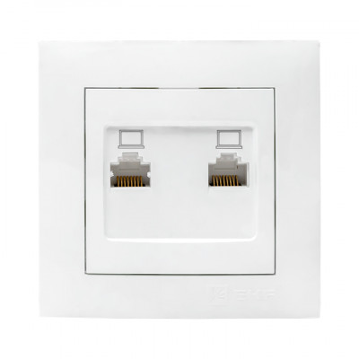 Фотография Валенсия розетка компьютерная RJ-45 2-местная белая EKF PROxima, артикул EWK02-035-10