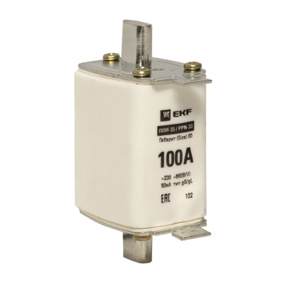 Фотография Плавкая вставка ППН-33 160/100А габарит 00 EKF PROxima, артикул fus-33/160/100