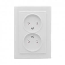 Минск Розетка 2-местная СП без заземления 10А белая с защ. штор. EKF Basic