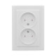Фотография Минск Розетка 2-местная СП без заземления 10А белая с защ. штор. EKF Basic, артикул ERR10-102-100