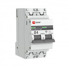 Автоматический выключатель 2P 4А (D) 6кА ВА 47-63M без теплового расцепителя EKF PROxima