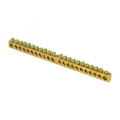 Фотография Шина PEN ноль-земля (8х12мм) 22 отверстия латунь крепеж по центру EKF PROxima, артикул sn0-125-22-c