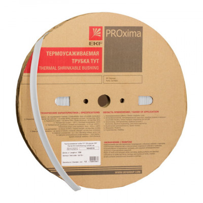 Фотография Термоусаживаемая трубка ТУТ нг 12/6 белая рулон EKF PROxima, артикул tut-12-w