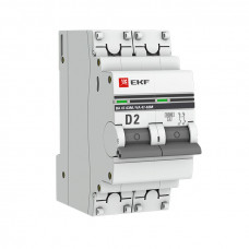 Автоматический выключатель 2P 2А (D) 6кА ВА 47-63M без теплового расцепителя EKF PROxima
