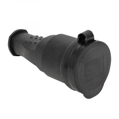 Фотография Розетка переносная с защитной крышкой каучуковая 230В 2P+PE 16A IP44 EKF, артикул RPS-012-16-230-44