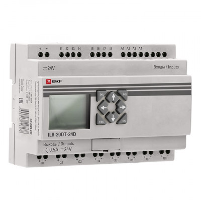 Фотография Программируемое реле 20 в/в т с диспл. 24В PRO-Relay EKF PROxima, артикул ILR-20DT-24D