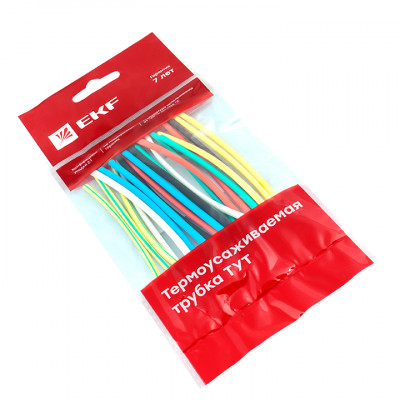 Фотография Термоусаживаемая трубка ТУТ нг 2/1 набор:7 цветов по 3шт. 100мм. EKF PROxima, артикул tut-n-2