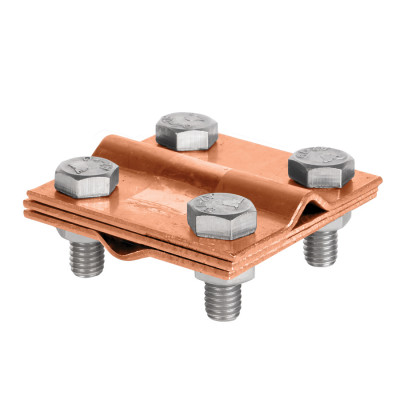 Фотография Зажим крестовидный прут-прут (3 пластины 57x57мм) Cu EKF PROxima, артикул lp-55758-cu