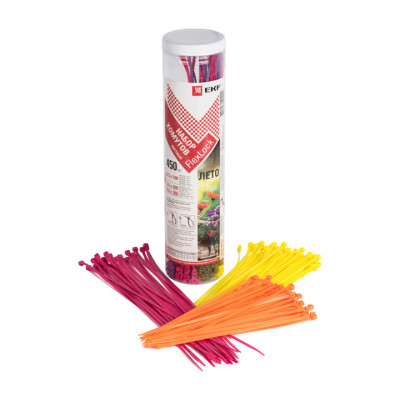 Фотография Набор хомутов цветных Лето (450 шт.): 2,5х100, 3,6х200, 3,6х300 FlexLock PROxima, артикул plc-fl-set-su