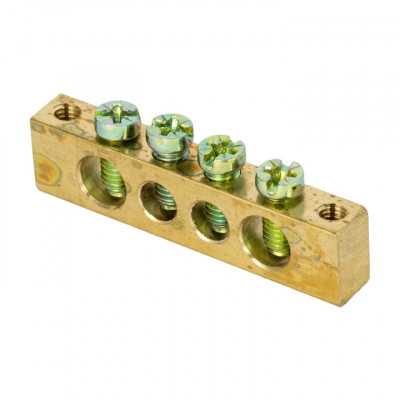 Фотография Шина PEN ноль-земля (6х9мм) 4 отверстия латунь крепеж по краям EKF PROxima, артикул sn0-63-04-k