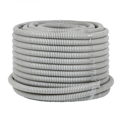 Фотография Труба гофрированная ПВХ с протяжкой d20 мм (50 м) серая EKF-Plast, артикул tg-z-20-50m