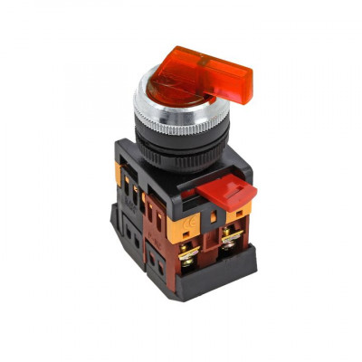 Фотография Переключатель ANLC-22 2P красный с подсветкой 380В NO+NC EKF PROxima, артикул psw-anlc-2p-r-380