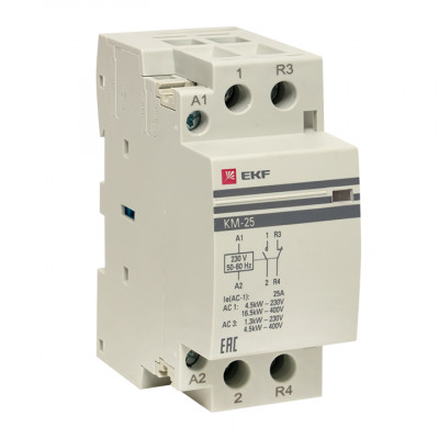 Фотография Контактор модульный КМ 25А NО+NC (2 мод.) EKF PROxima, артикул km-2-25-11